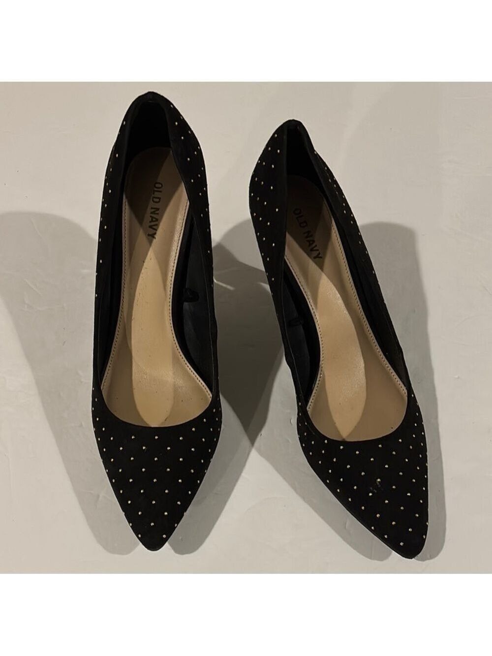Old Navy Black Jack Faux Suede Studded Heels - Size 9